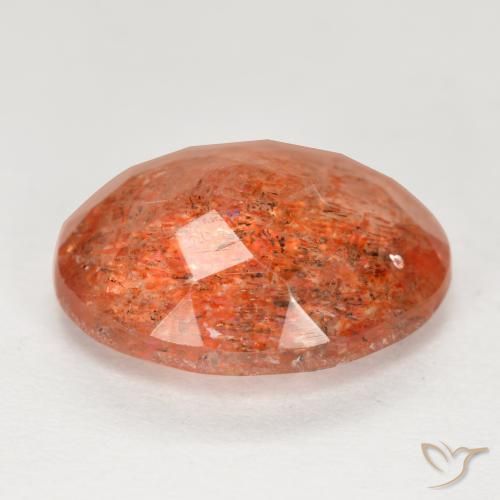 Piedrasol Naranja medio natural de 3.69 ct, Ovalada, Translúcido