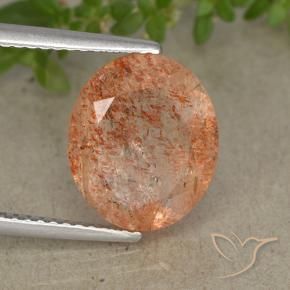 Piedrasol Naranja rojizo natural de 3.90 ct, Ovalada, Translúcido