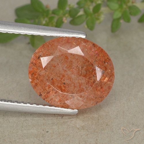 Piedra sol naranja natural de 3,83 ct, corte óvalo, translúcido