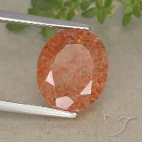 Piedra sol naranja natural de 3,83 ct, corte óvalo, translúcido