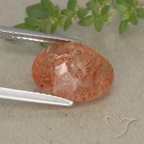 Piedra sol naranja natural de 3,83 ct, corte óvalo, translúcido