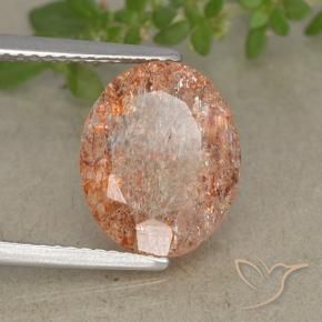 Piedrasol Naranja jengibre natural de 3.73 ct, Ovalada, Translúcido