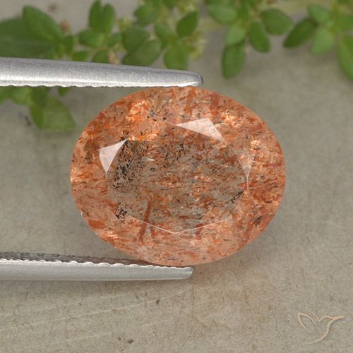 4.87ct Natural Naranja claro medio Piedrasol, Ovalada, Translúcido