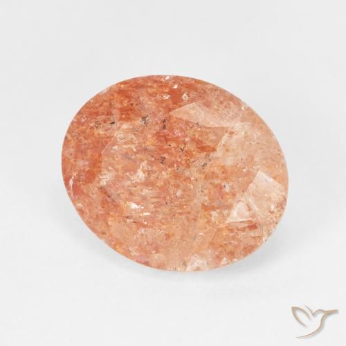 Piedrasol Medium Light-Orange natural de 4.38 ct, Ovalada, Translúcido