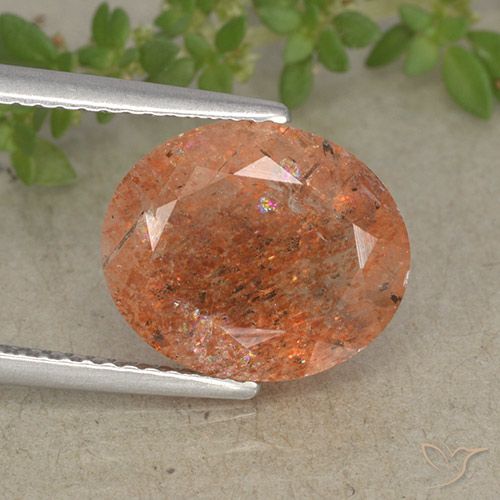 4.32ct Natural Naranja medio Piedrasol, Ovalada, Translúcido