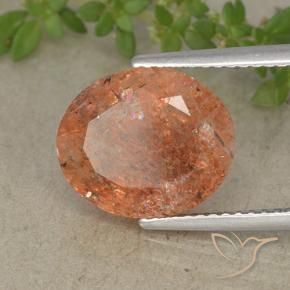 Piedrasol Naranja medio natural de 4.32 ct, Ovalada, Translúcido