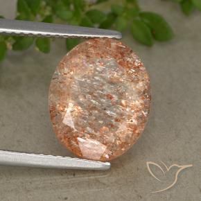 Piedra sol naranja natural de 4,37 ct, corte óvalo, translúcido