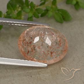 Piedra sol naranja natural de 4,37 ct, corte óvalo, translúcido