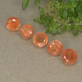 Gemas de piedra sol naranja natural de 2,73 ct, corte redondo, translúcido