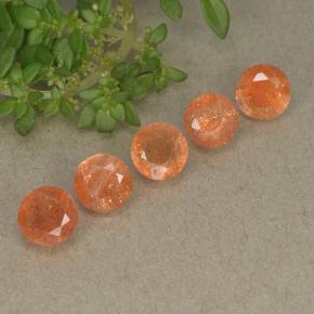 Gemas de piedra sol naranja natural de 2,73 ct, corte redondo, translúcido