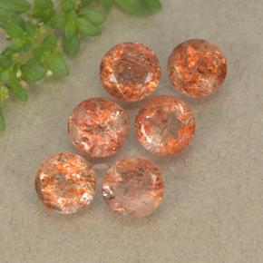 Gemas de piedra sol naranja natural de 3,33 ct, corte redondo, translúcido