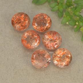 Gemas de piedra sol naranja natural de 3,33 ct, corte redondo, translúcido