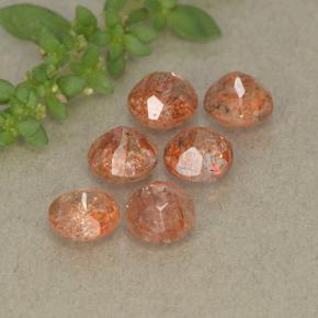Gemas de piedra sol naranja natural de 3,33 ct, corte redondo, translúcido