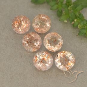 Gemas de Piedrasol Naranja tigre claro natural de 3.09 ct, Redondo, Translúcido