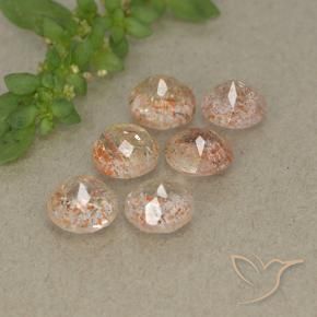 Gemas de Piedrasol Naranja tigre claro natural de 3.09 ct, Redondo, Translúcido