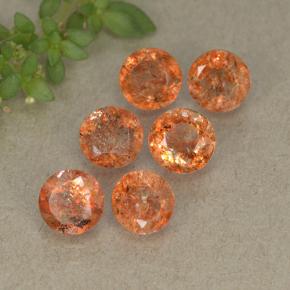 Gemas de piedra sol naranja natural de 2,82 ct, corte redondo, translúcido