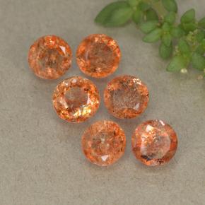 Gemas de piedra sol naranja natural de 2,82 ct, corte redondo, translúcido