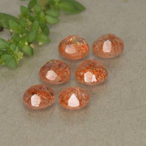 Gemas de piedra sol naranja natural de 2,82 ct, corte redondo, translúcido