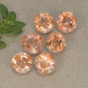 Gemas de piedra sol naranja natural de 3,21 ct, corte redondo, translúcido