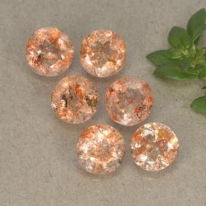 Gemas de piedra sol naranja natural de 3,21 ct, corte redondo, translúcido