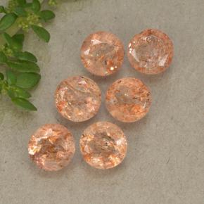 Gemas de piedra sol naranja natural de 3,32 ct, corte redondo, translúcido