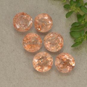 Gemas de piedra sol naranja natural de 3,32 ct, corte redondo, translúcido