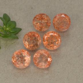 Gemas de piedra sol naranja natural de 3,36 ct, corte redondo, translúcido