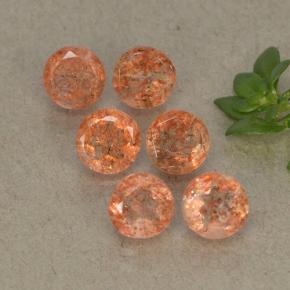 Gemas de piedra sol naranja natural de 3,36 ct, corte redondo, translúcido
