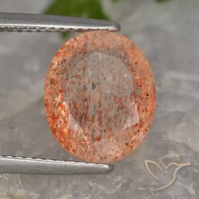 Piedrasol Naranja claro medio natural de 4.55 ct, Ovalada, Translúcido
