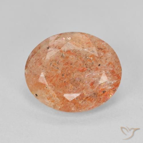 Piedrasol Naranja rojizo natural de 4.02 ct, Ovalada, Translúcido