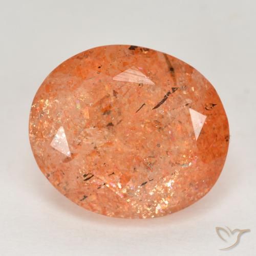 5.10ct Natural Naranja rojizo Piedrasol, Ovalada, Translúcido