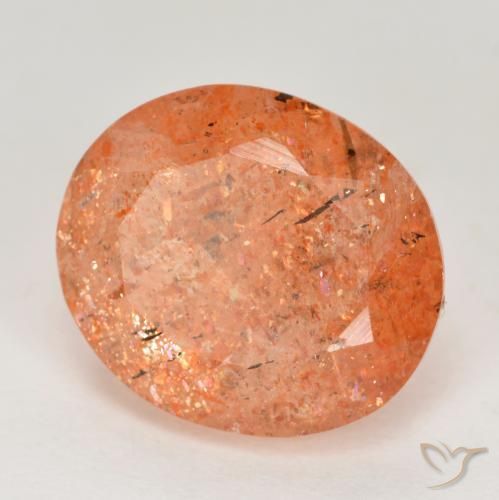 Piedrasol Naranja rojizo natural de 5.10 ct, Ovalada, Translúcido