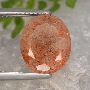 Piedrasol Naranja medio natural de 4.27 ct, Ovalada, Translúcido
