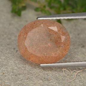 Piedrasol Naranja tigre claro natural de 4.64 ct, Ovalada, Translúcido