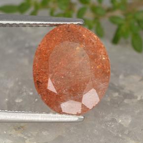 Piedra sol naranja natural de 3,94 ct, corte óvalo, translúcido