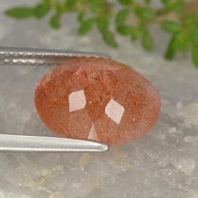 Piedra sol naranja natural de 3,94 ct, corte óvalo, translúcido