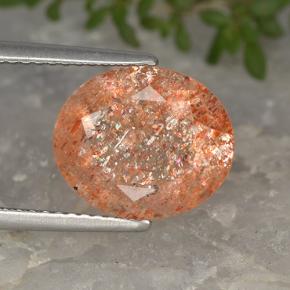 Piedra sol naranja natural de 4,33 ct, corte óvalo, translúcido
