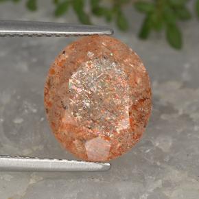 Piedra sol naranja natural de 4,33 ct, corte óvalo, translúcido
