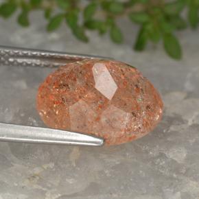 Piedra sol naranja natural de 4,33 ct, corte óvalo, translúcido