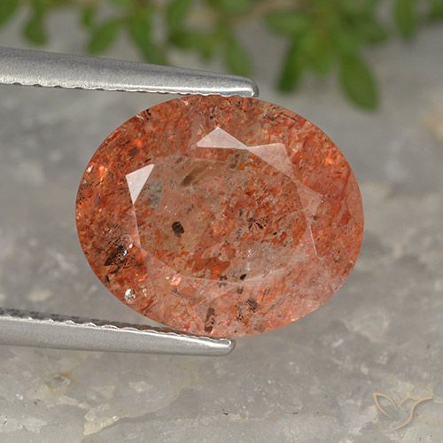 4.24ct Natural Naranja rojizo Piedrasol, Ovalada, Translúcido