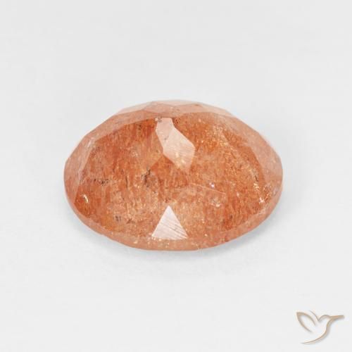 Piedrasol Naranja rojizo natural de 4.38 ct, Ovalada, Translúcido