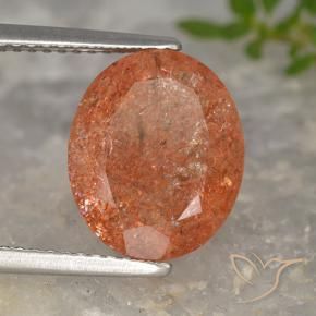 Piedrasol Naranja rojizo natural de 4.54 ct, Ovalada, Translúcido