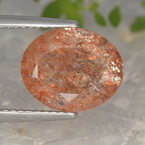 3.81ct Natural Naranja rojizo Piedrasol, Ovalada, Translúcido