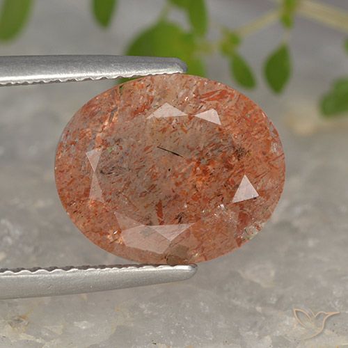 4.15ct Natural Naranja rojizo Piedrasol, Ovalada, Translúcido