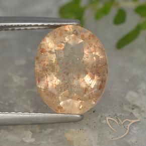 Piedrasol Naranja claro natural de 5.02 ct, Ovalada, Translúcido