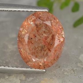 Piedra sol naranja natural de 4,03 ct, corte óvalo, translúcido