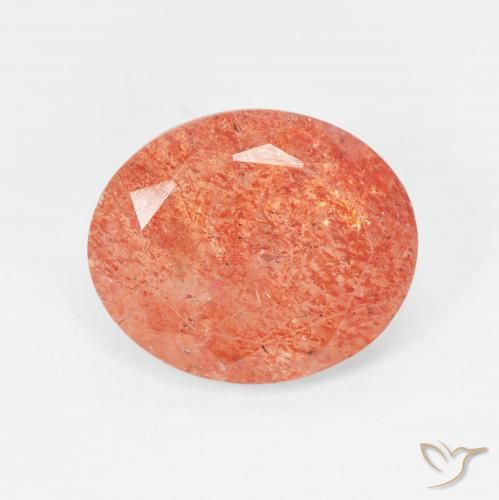 Piedrasol Naranja medio natural de 4.16 ct, Ovalada, Translúcido