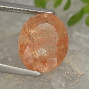 Piedrasol Naranja rojizo natural de 4.32 ct, Ovalada, Translúcido