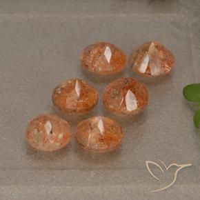 Gemas de Piedrasol Naranja rojizo natural de 3.13 ct, Redondo, Translúcido