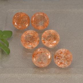 Gemas de Piedrasol Naranja rojizo natural de 3.64 ct, Corte Redondo, Translúcido